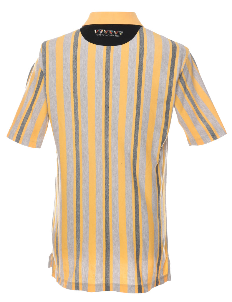 Striped Grey & Yellow Adabar Polo Shirt - M