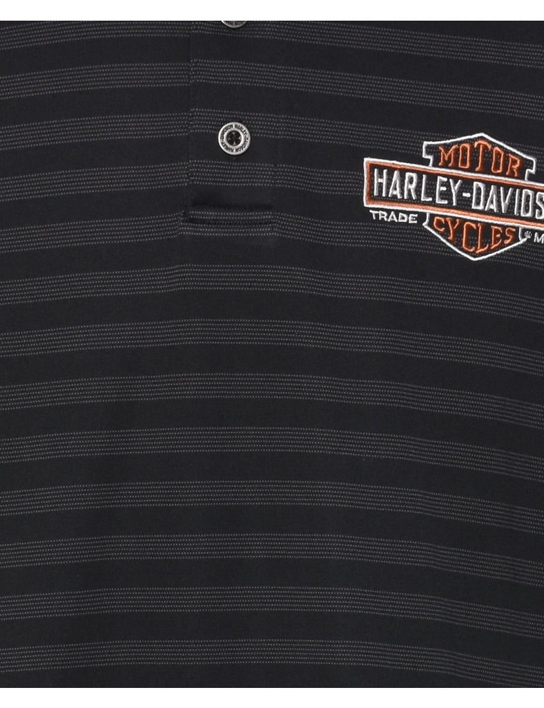 Striped Harley Davidson Polo Shirt - L