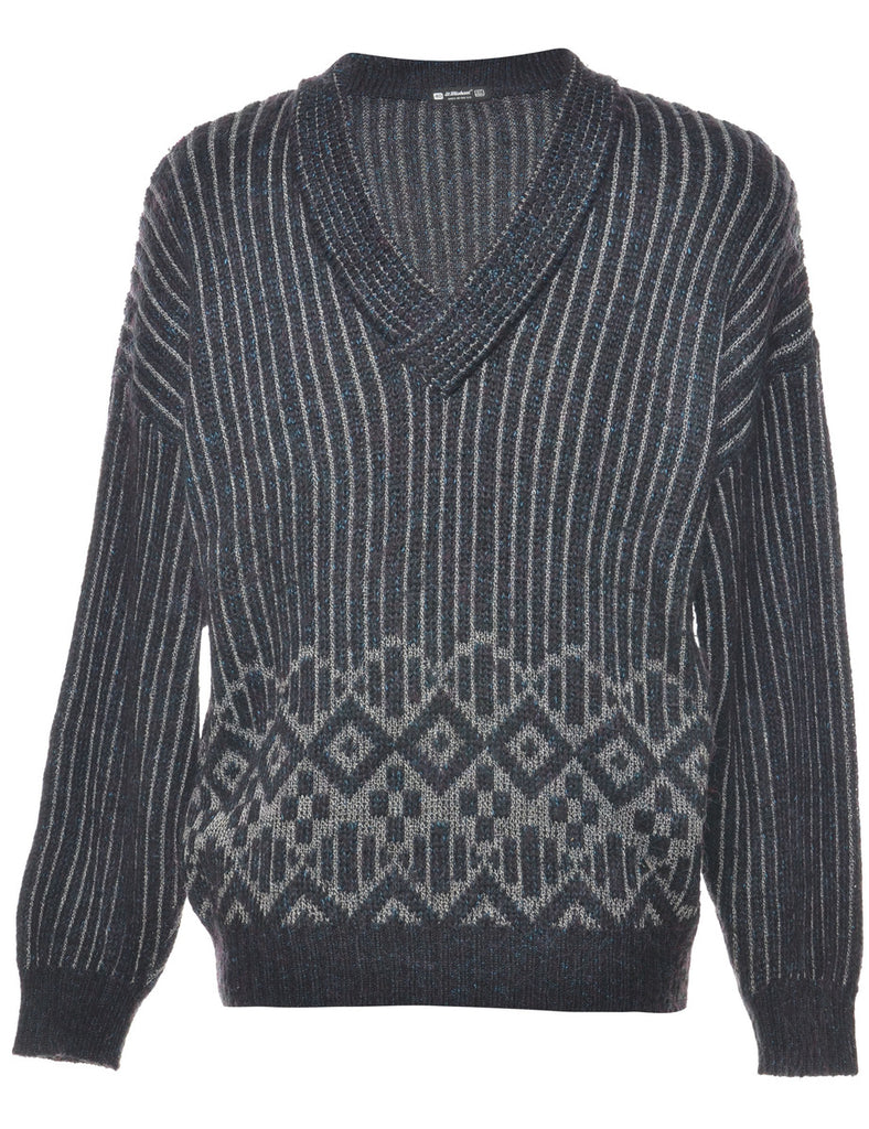 Striped Navy Jumper - M