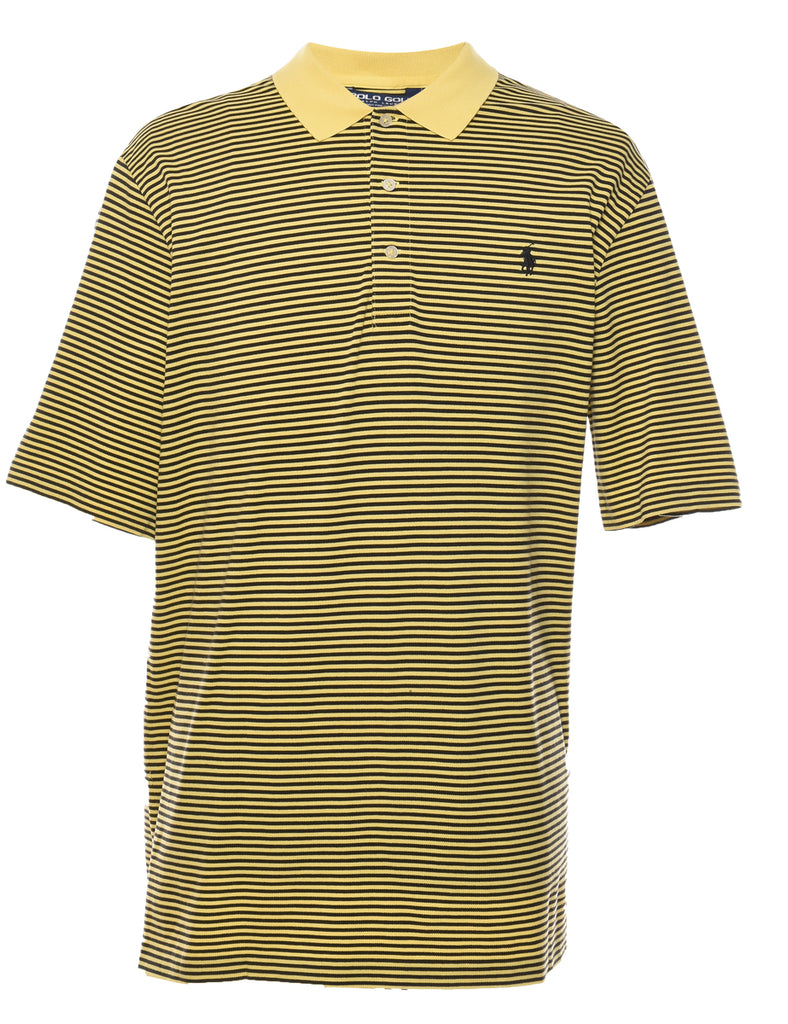 Striped Nike Golf Design Black & Yellow Polo Shirt - XL