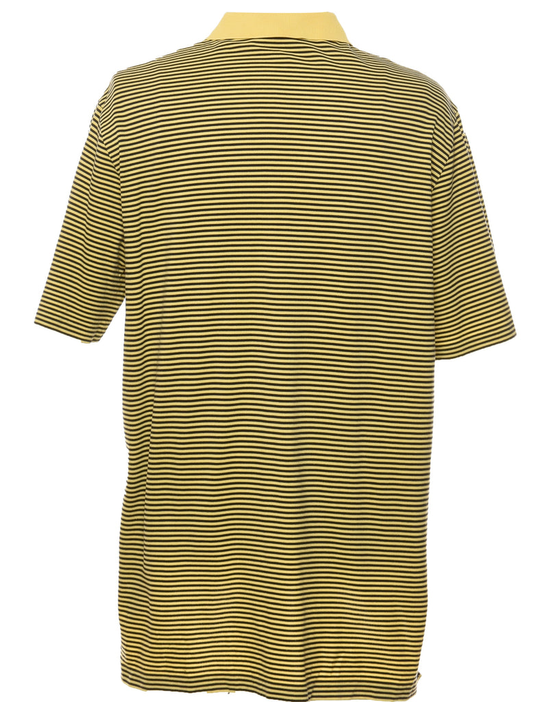 Striped Nike Golf Design Black & Yellow Polo Shirt - XL