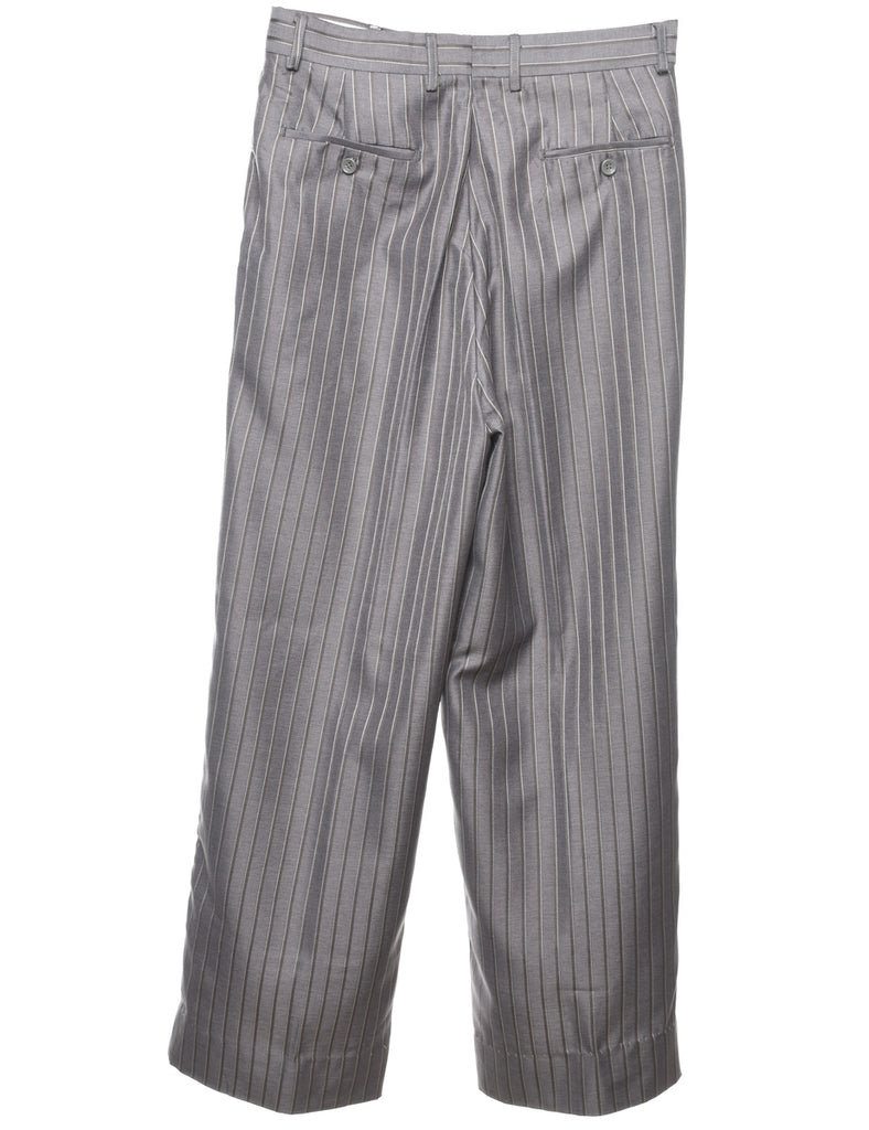 Striped Pattern Grey Casual Trousers - W32 L30