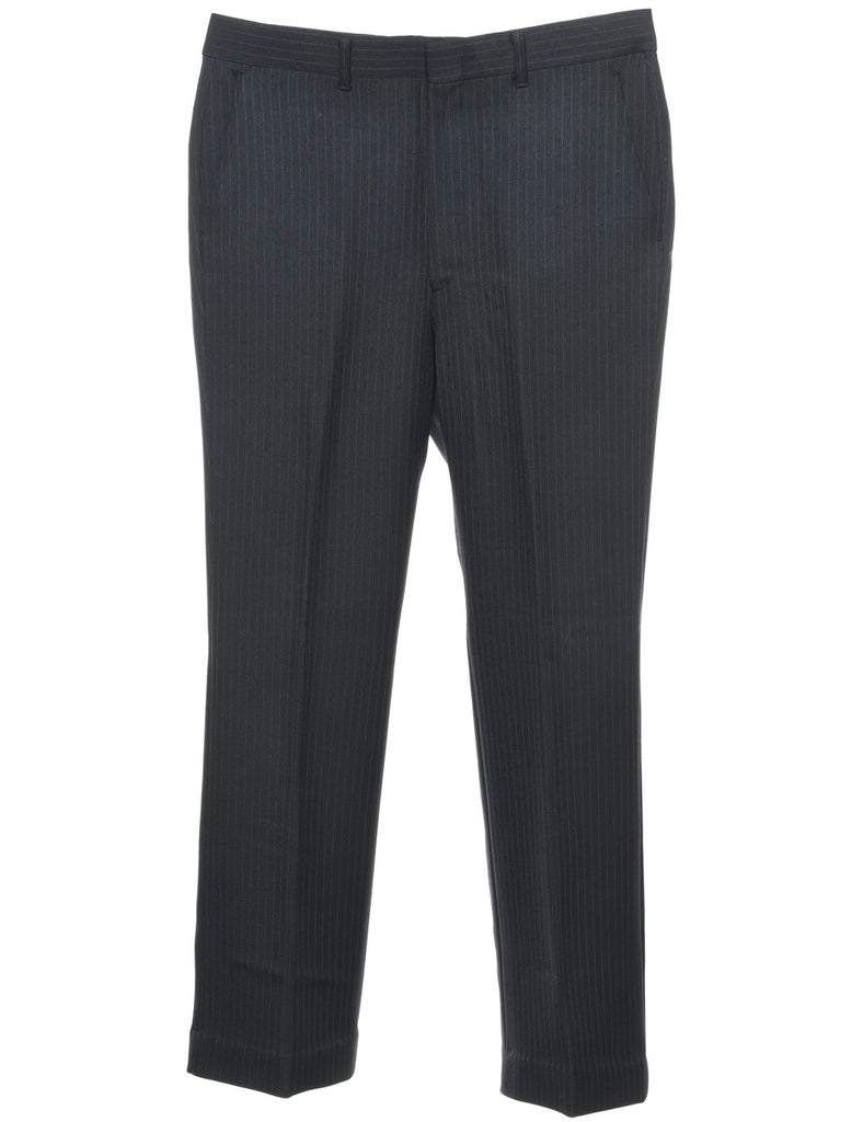 Striped Pattern Navy Trousers - W34 L30