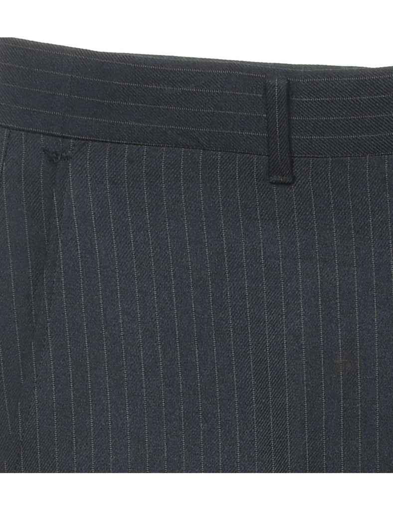 Striped Pattern Navy Trousers - W34 L30