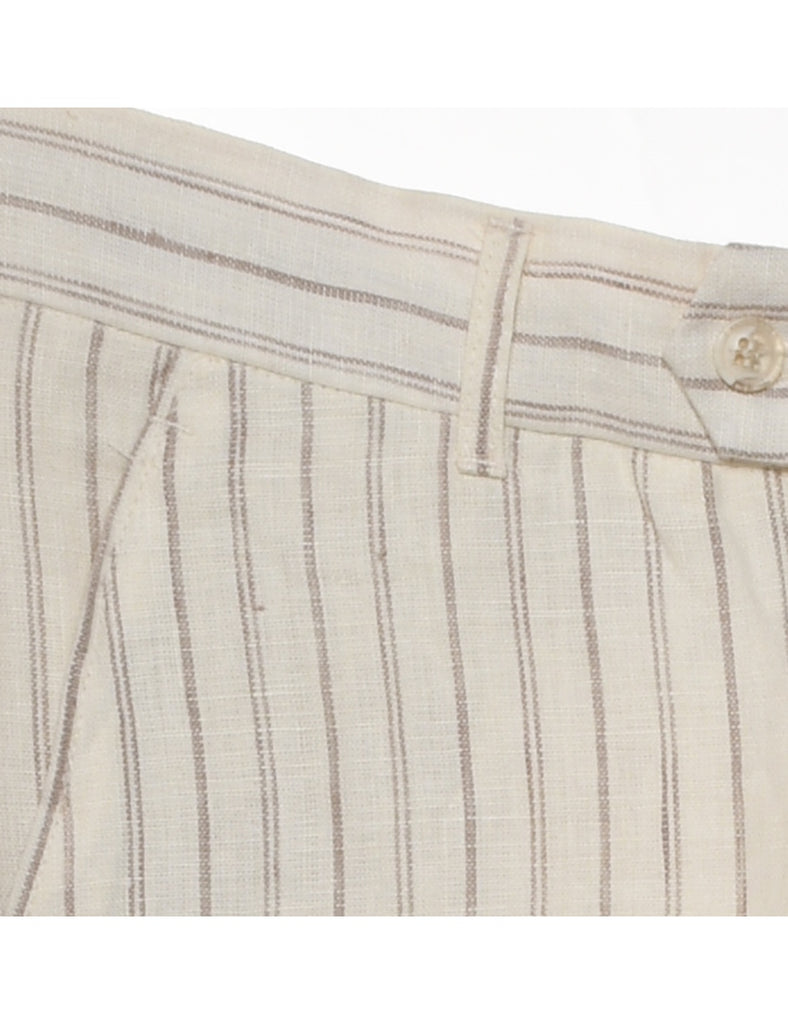 Striped Pattern Off-White & Light Grey Trousers - W36 L32