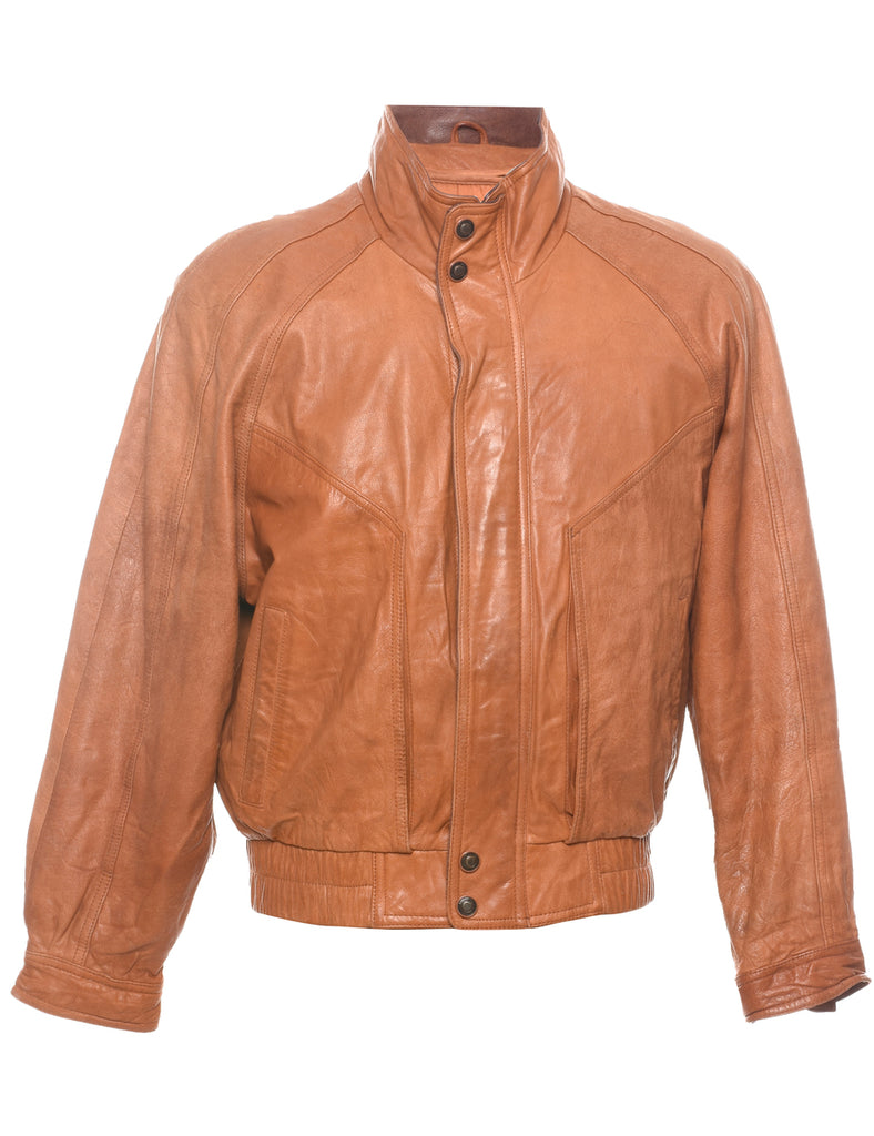 Tan Classic Leather Jacket - M