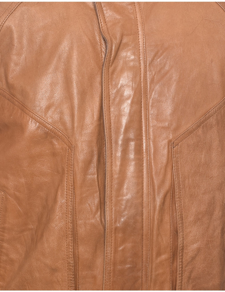 Tan Classic Leather Jacket - M