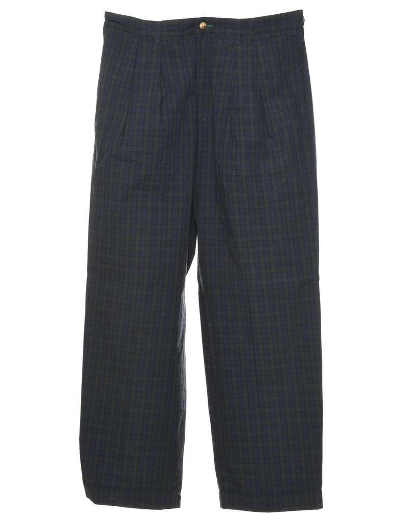 Tommy Hilfiger Blue & Green Tapered Checked Suit Trousers - W35 L31