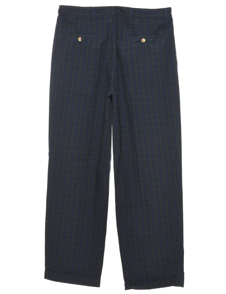 Tommy Hilfiger Blue & Green Tapered Checked Suit Trousers - W35 L31