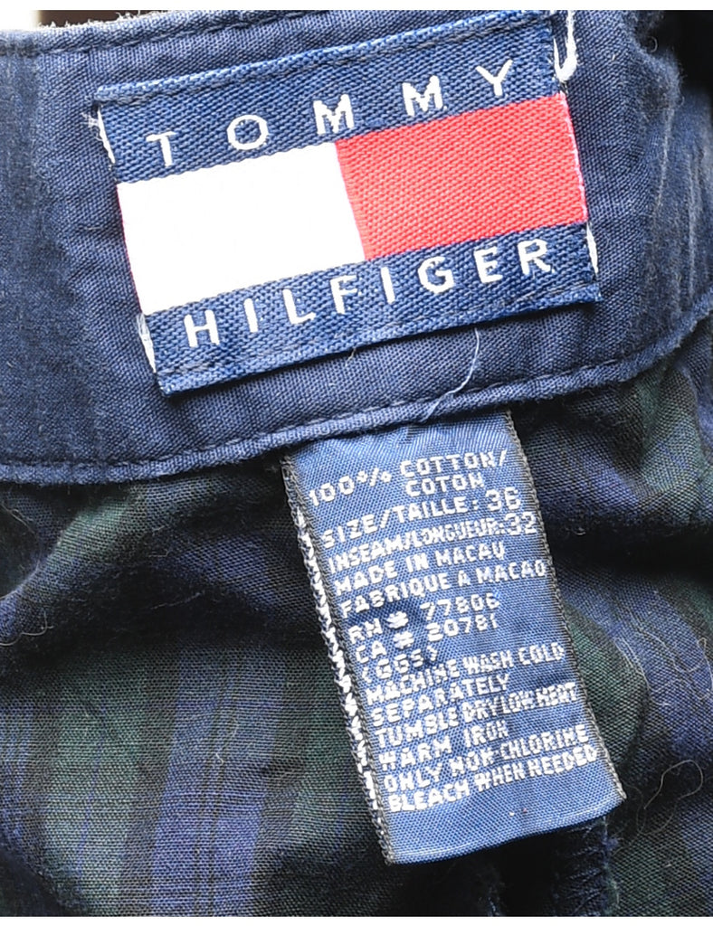 Tommy Hilfiger Blue & Green Tapered Checked Suit Trousers - W35 L31