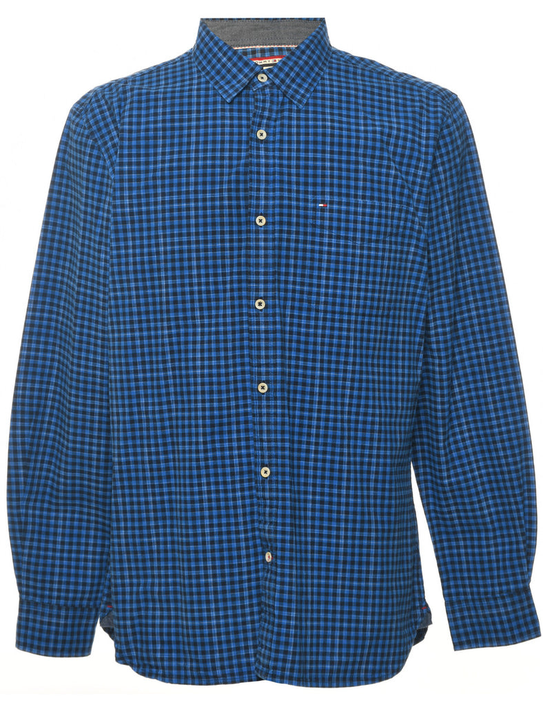 Tommy Hilfiger Checked Blue & Black Flannel Shirt - L