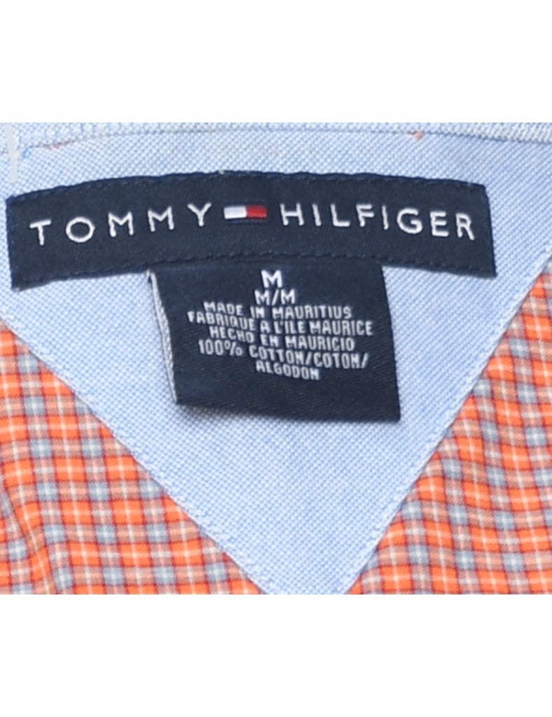 Tommy Hilfiger Checked Orange Short Sleeve Shirt - M