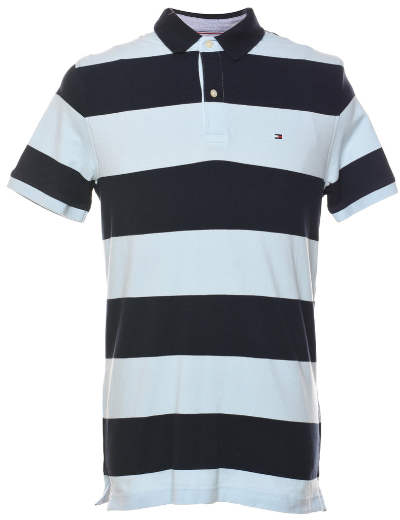 Tommy Hilfiger Navy & Light Blue Striped Polo Shirt - L