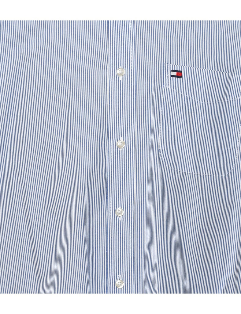 Tommy Hilfiger Striped Light Blue & White Shirt - M