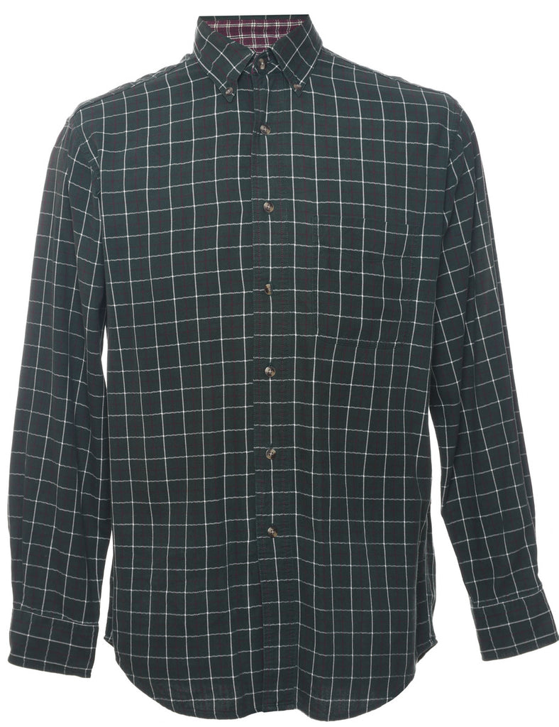 Trader Bay Checked Dark Green Flannel Shirt - S
