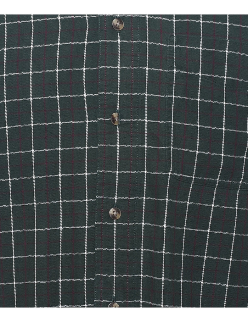 Trader Bay Checked Dark Green Flannel Shirt - S