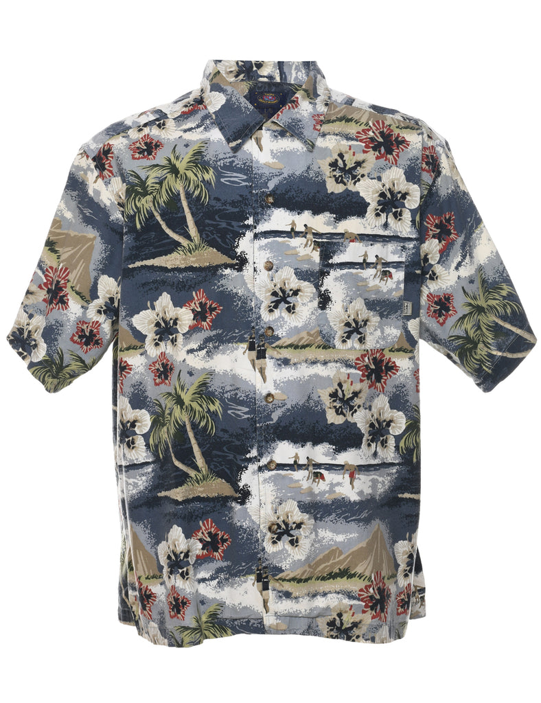 Tropical Print Hawaiian Shirt - L