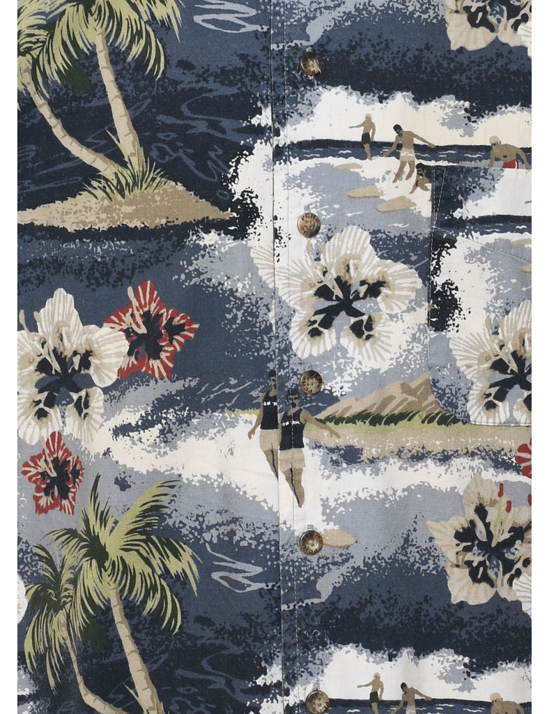 Tropical Print Hawaiian Shirt - L