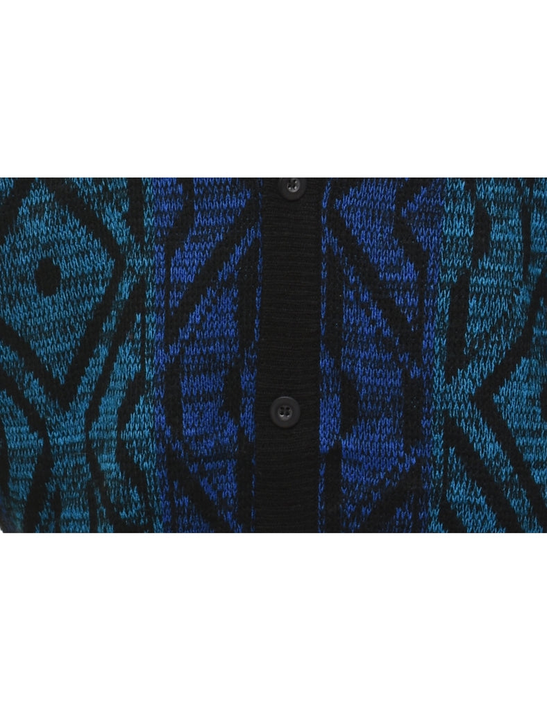 Turquoise & Navy Patterned Cardigan - XL