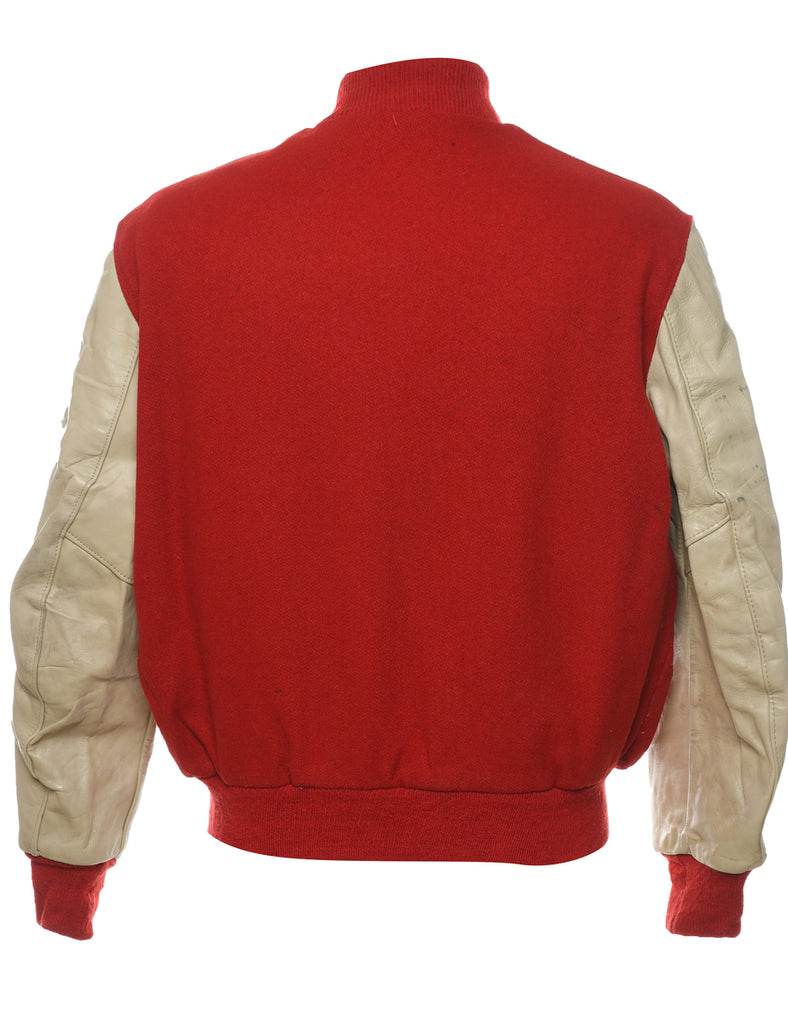 Two-Tone Beige & Red Contrast Team Jacket - L