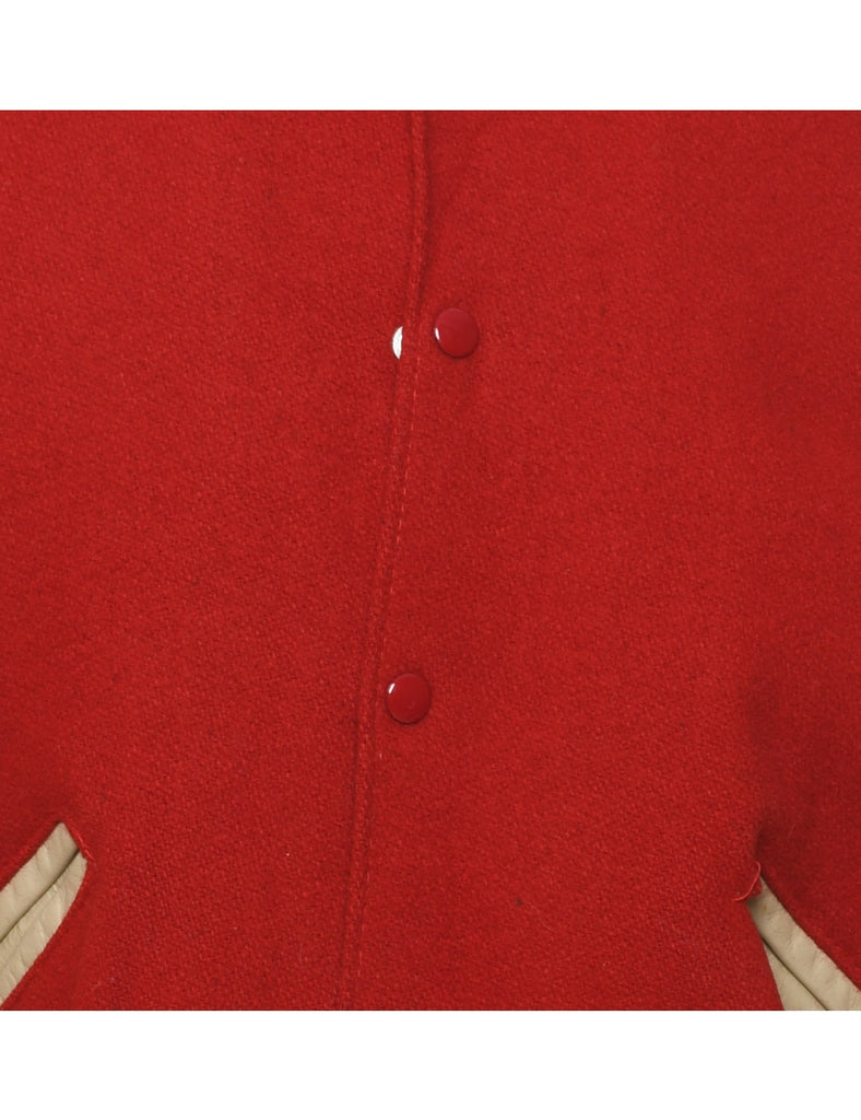 Two-Tone Beige & Red Contrast Team Jacket - L