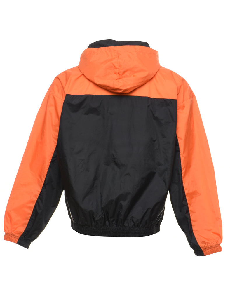 Two-Tone Black & Orange Contrast Nylon Jacket - L