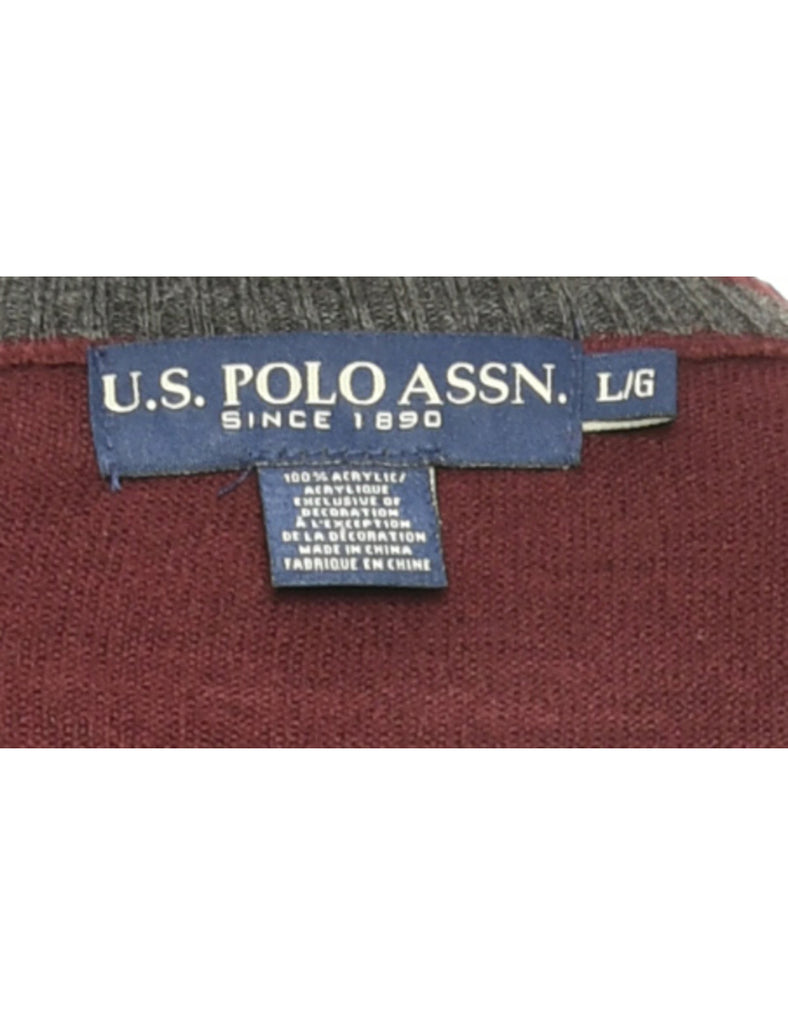 U.S.POLO ASSN. Argyle Maroon Jumper - L