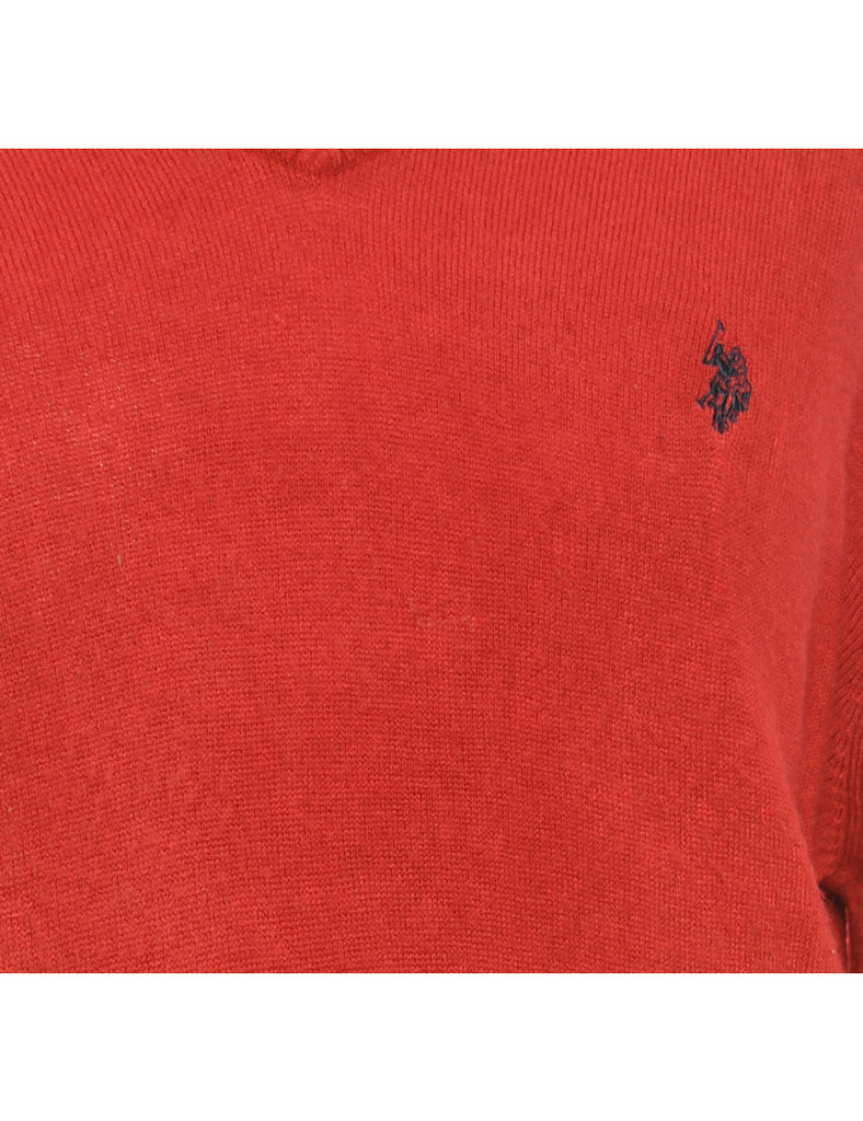 U.S.Polo Assn. Maroon Fine Knit Jumper - L