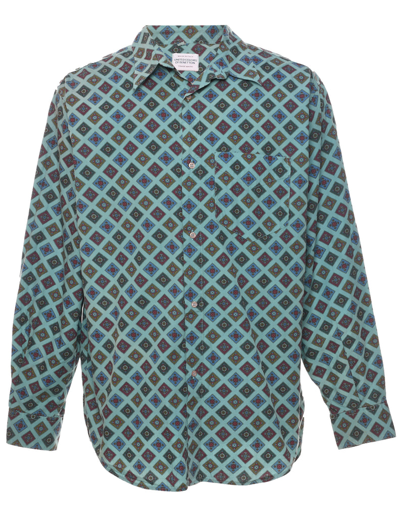 United Colors of Benetton 1990s Geometric Pattern Shirt - L