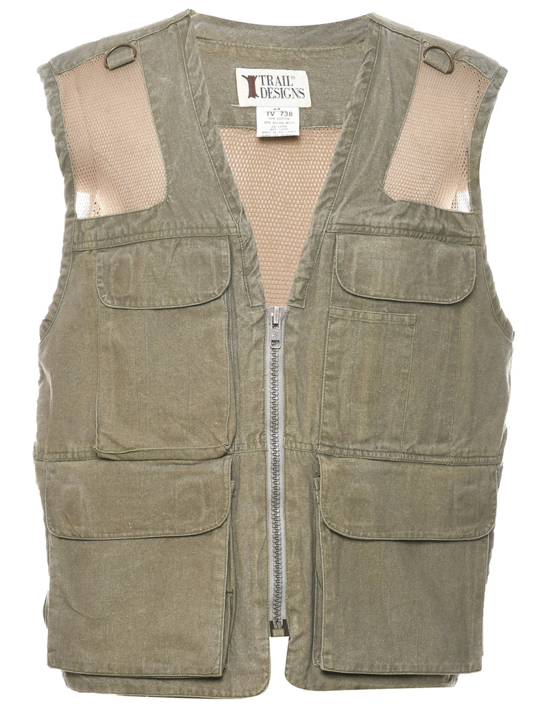 Utilitarian Olive Green Waistcoat - M