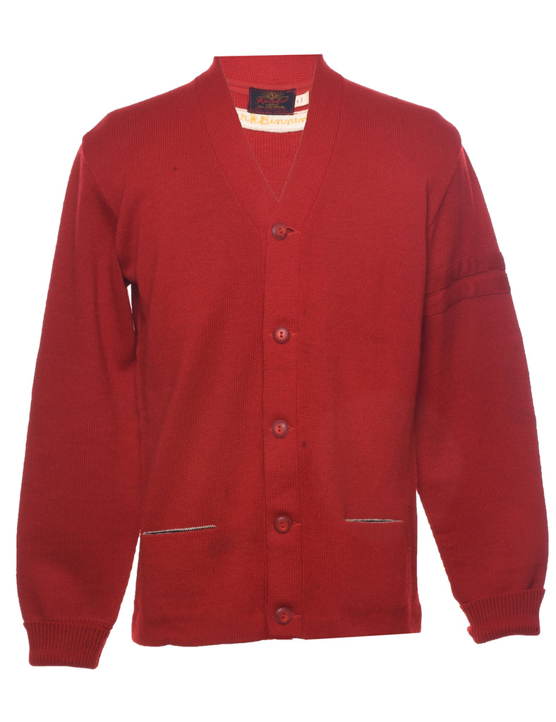 Vintage 1960s Red Cardigan - L