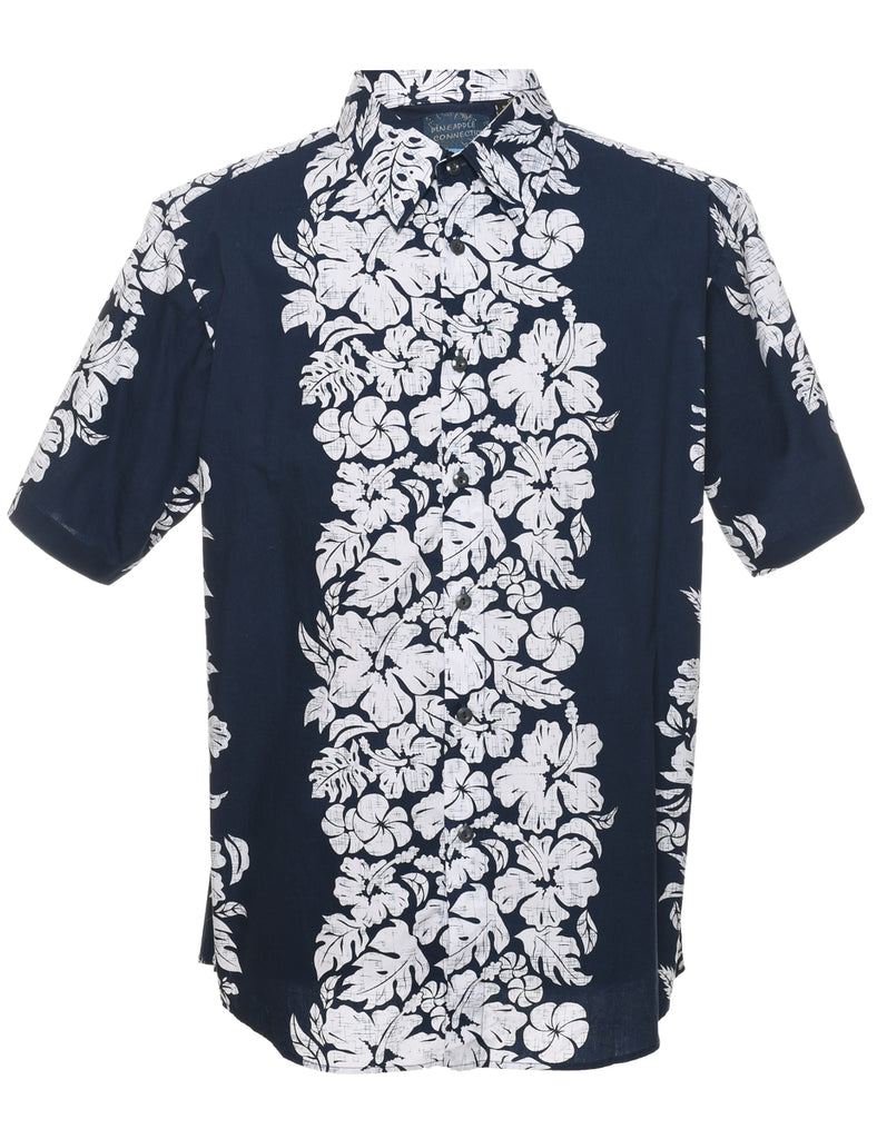 White Hibiscus Pineapple Connection Hawaiian Shirt - L