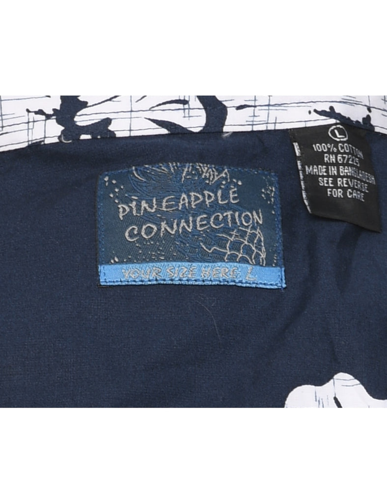 White Hibiscus Pineapple Connection Hawaiian Shirt - L