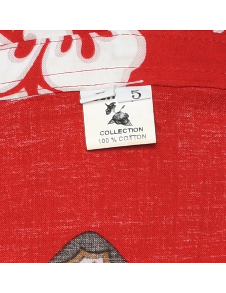 White Hibiscus & Surfboard Hawaiian Shirt - L