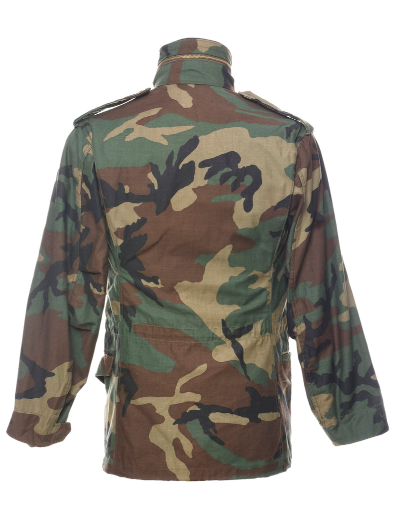 Woodland Camouflage Print Military Jacket - XS