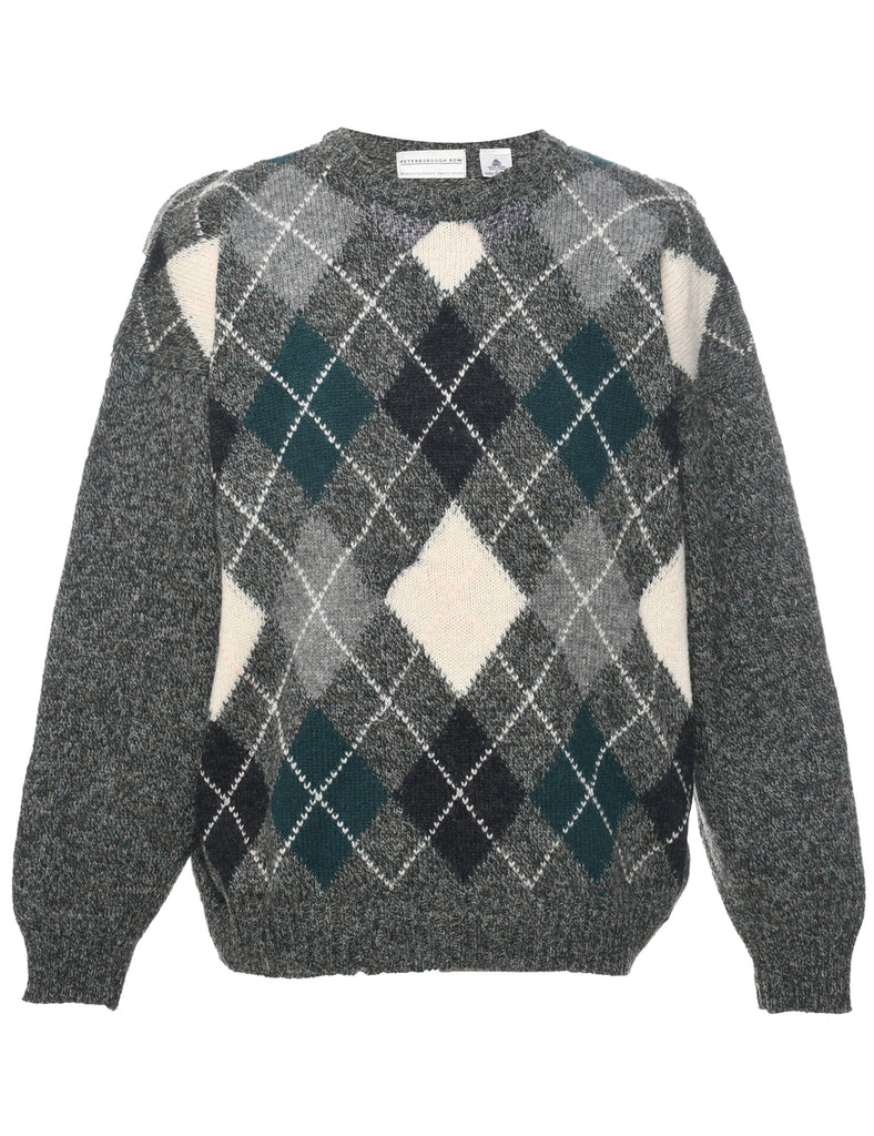 Wool Argyle Jumper - L