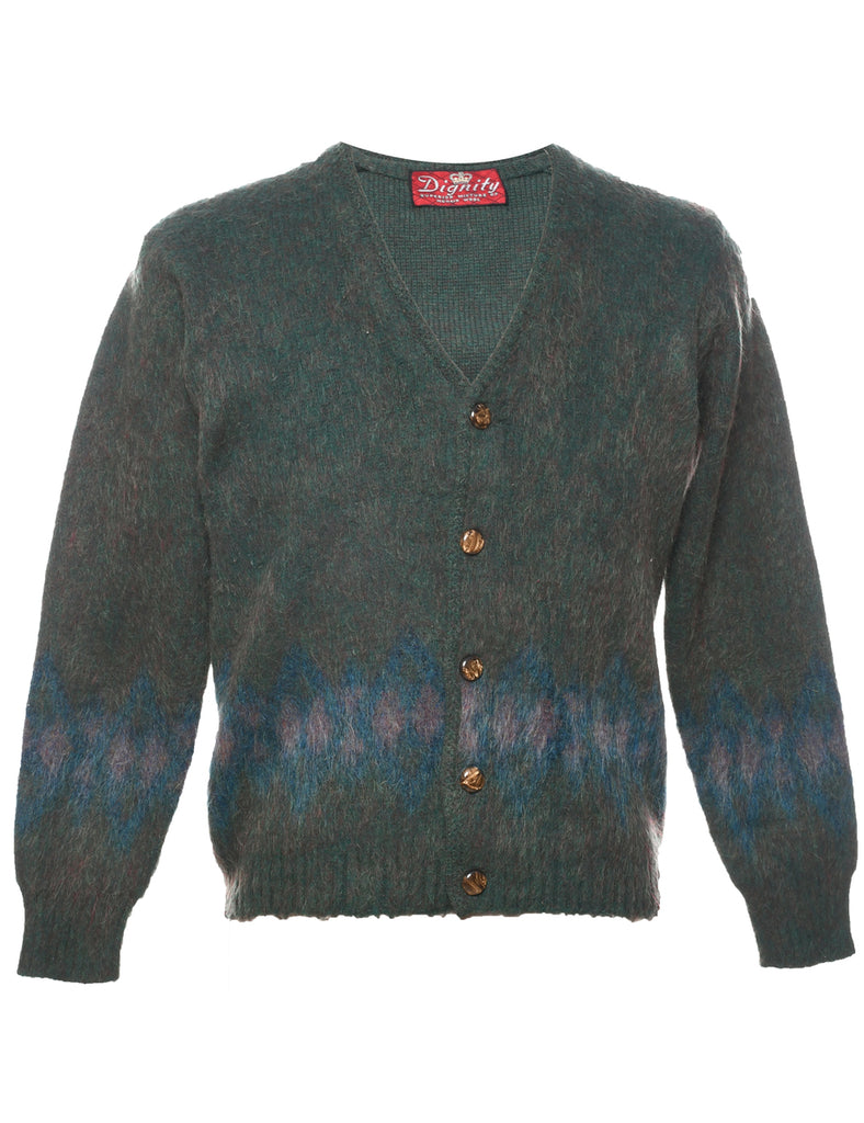 Wool Dark Green Cardigan - S