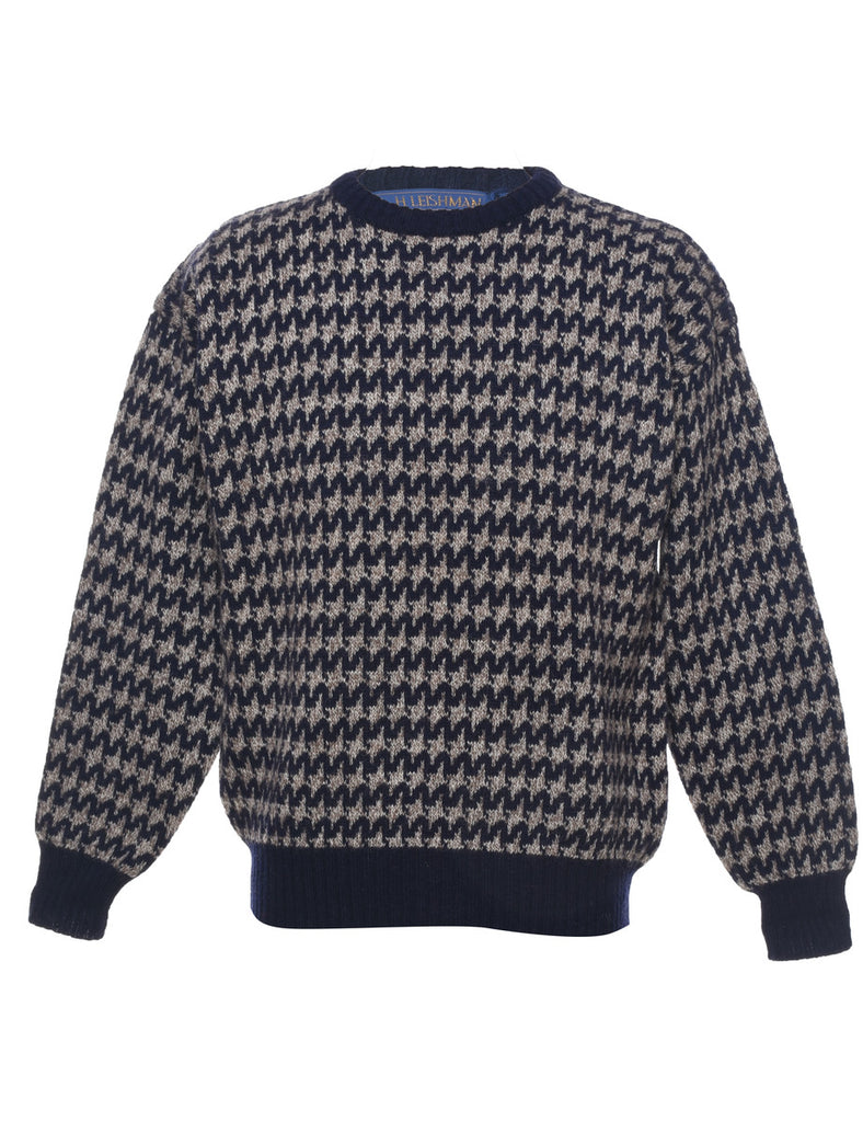 Wool Dogtooth Checks Jumper - M