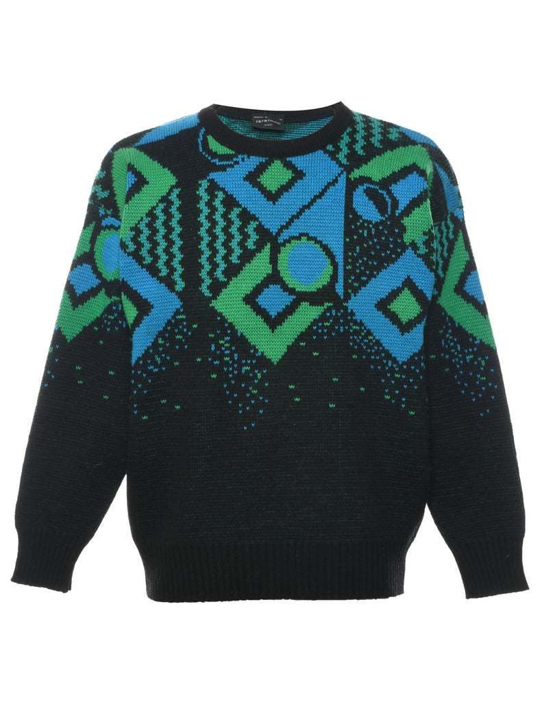 Wool Geometric Pattern Jumper - M