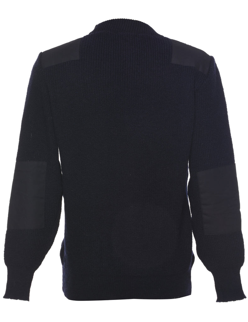 Wool Long Sleeved Navy Jumper - M