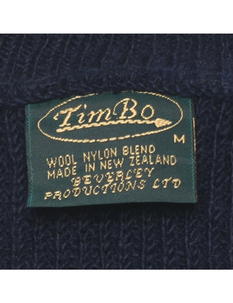 Wool Long Sleeved Navy Jumper - M