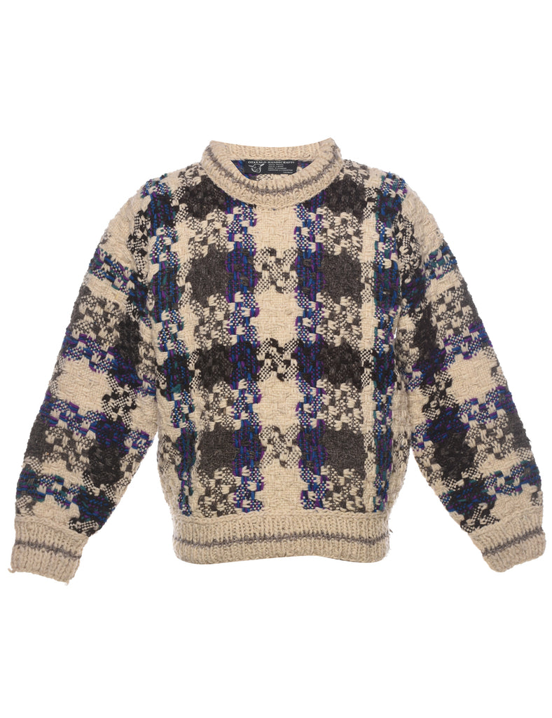 Wool Patterned Jumper - M