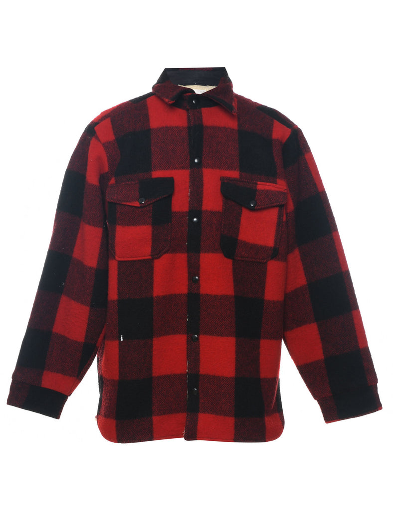 Woolrich Buffalo Check Red & Black Faux Shearling Lined Shirt - M