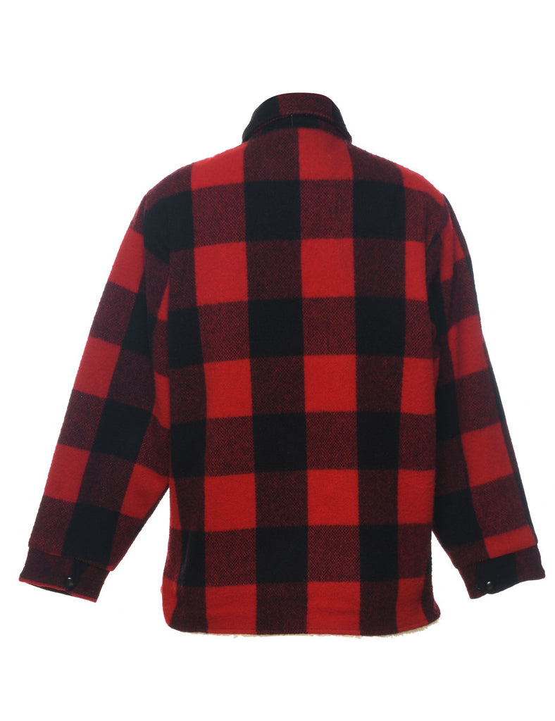 Woolrich Buffalo Check Red & Black Faux Shearling Lined Shirt - M