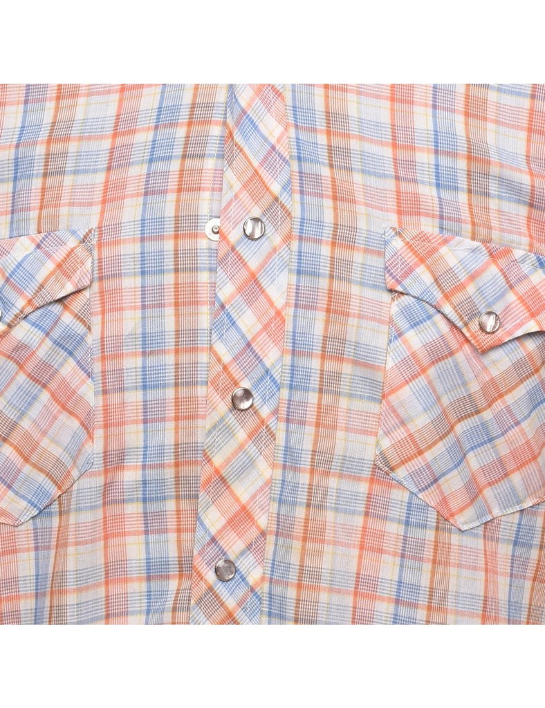 Wrangler Blue & Orange Checked Shirt - L