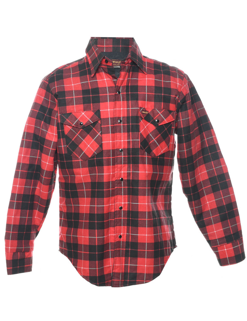 Wrangler Checked Black & Red 1990s Flannel Shirt - M