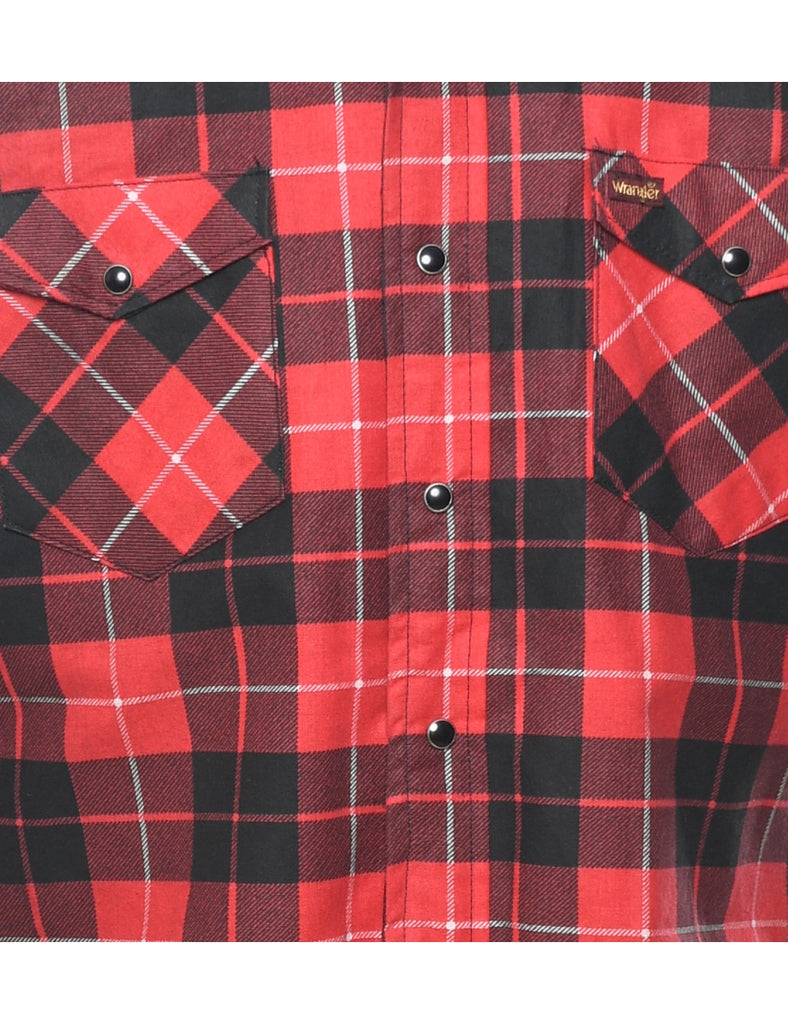 Wrangler Checked Black & Red 1990s Flannel Shirt - M