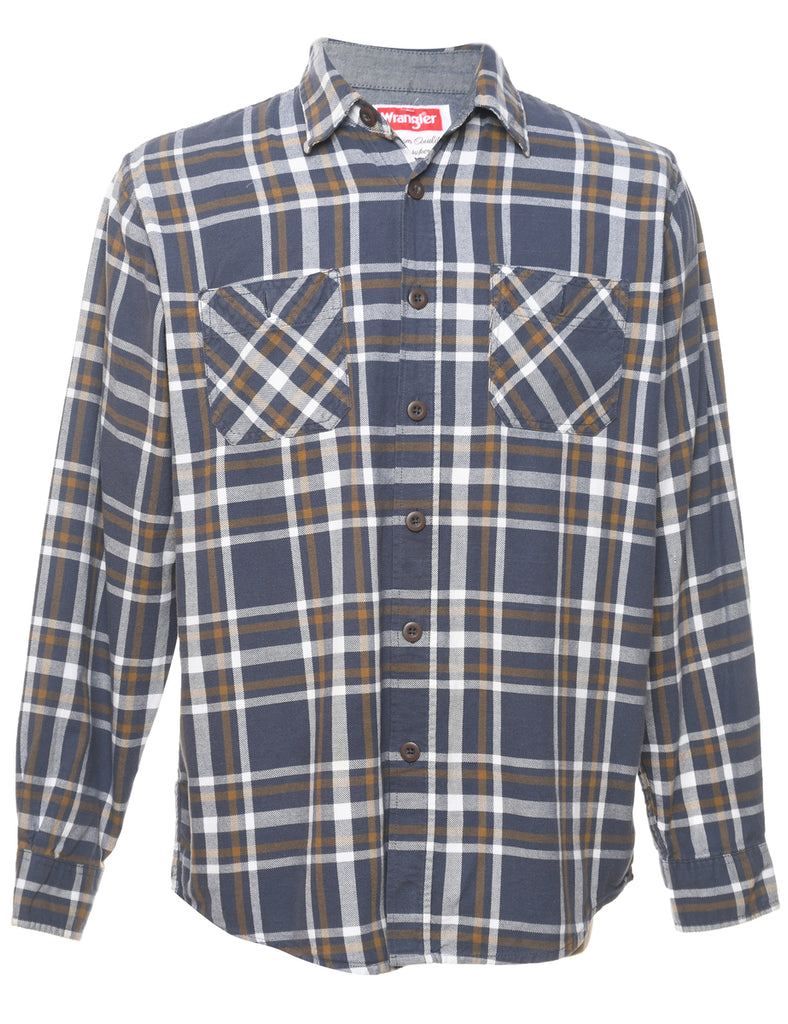Wrangler Checked Blue & Brown Shirt - M