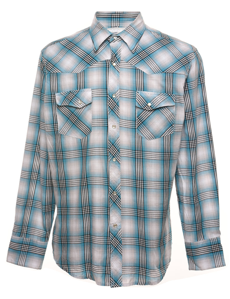 Wrangler Checked Light Blue & Grey Shirt - M