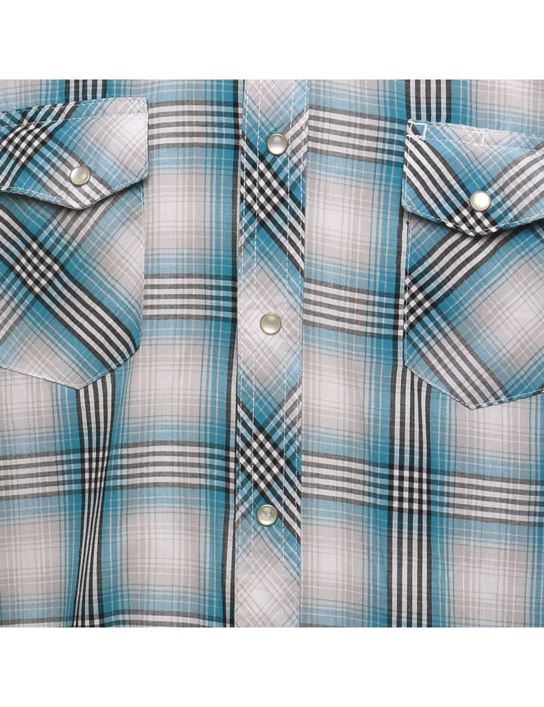 Wrangler Checked Light Blue & Grey Shirt - M